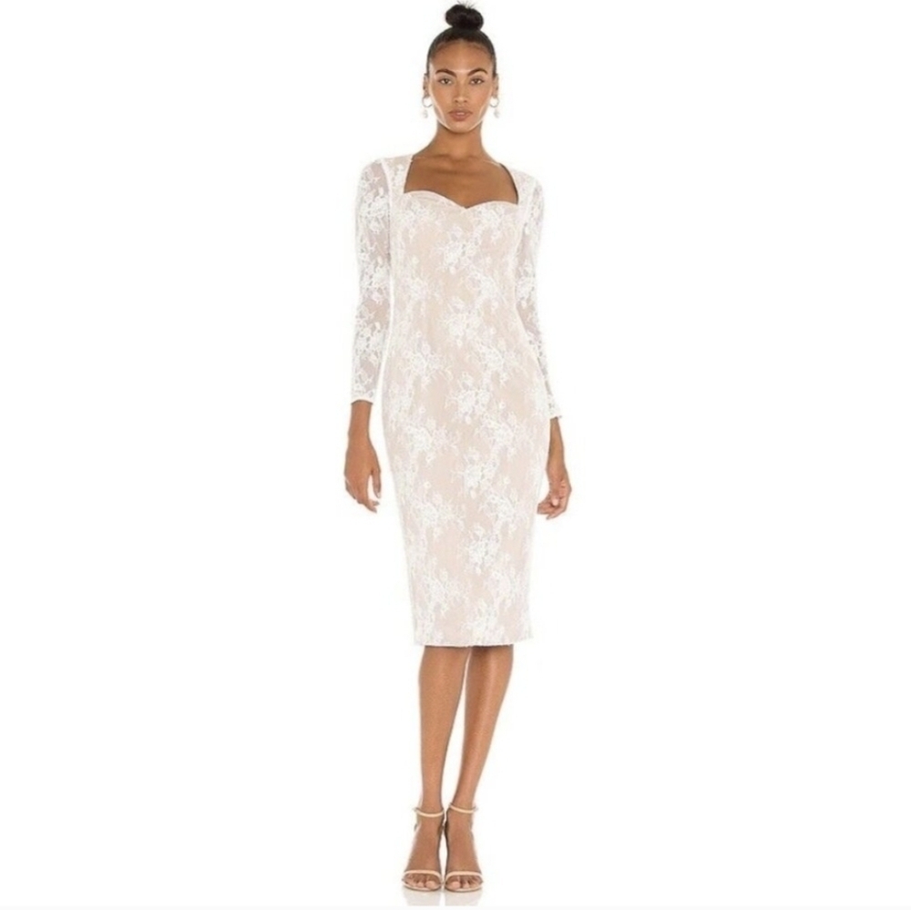 Elliatt X Revolve Bottlebrush White Lace Long Sleeve Dress